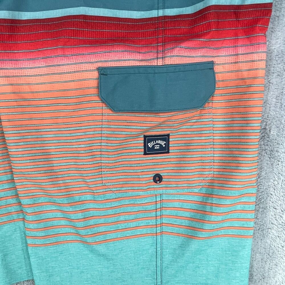 Billabong Board Shorts Men 32 Teal All Day Pro Recycler Striped Performance Surf - Picture 6 of 13